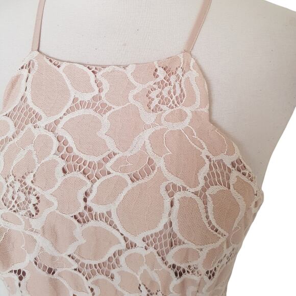 Tularosa Cyrus Lace Dress Pale Blush Fit And Flare Halter Neck Mini Size Small - Picture 9 of 13